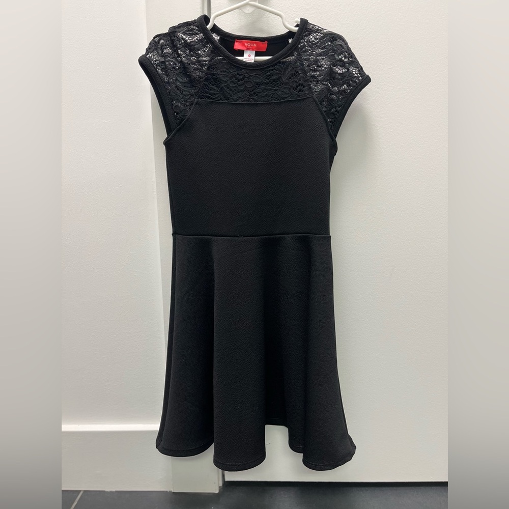 Aqua Girls Black dress with lace accents size small